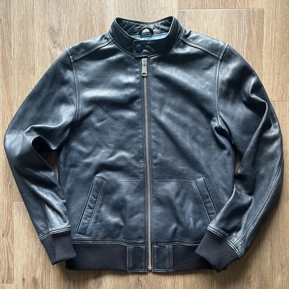 Tommy Hilfiger Other - Tommy Hilfiger Blue Leather Bomber Jacket